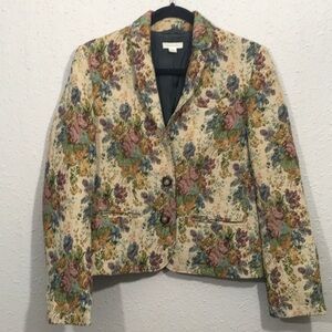 Garnet Hill Floral Tapestry 2 Button Blazer size 6